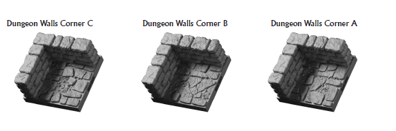 Lost Dungeon Corner Walls - 28 mm / 1" - DragonLock - DND - Pathfinder - RPG - Dungeon & Dragons - Terrain - Fat Dragon Games