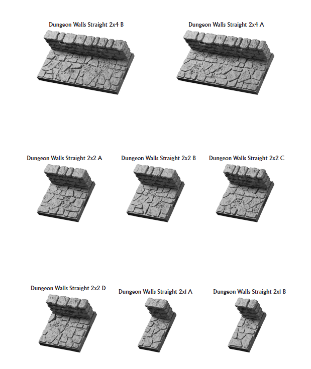 Lost Dungeon Straight Walls - 28 mm / 1" - DragonLock - DND - Pathfinder - RPG - Dungeon & Dragons - Terrain - Fat Dragon Games