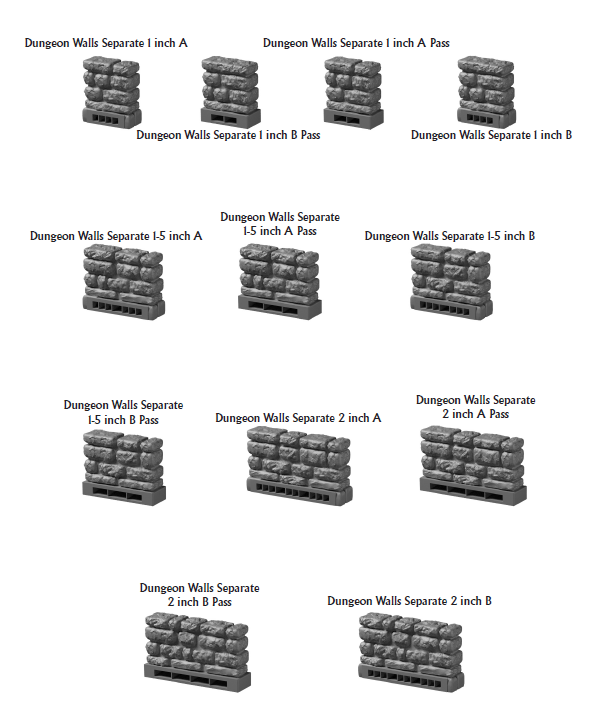 Lost Dungeon Separate Walls - 28 mm / 1" - DragonLock - DND - Pathfinder - RPG - Dungeon & Dragons - Terrain - Fat Dragon Games