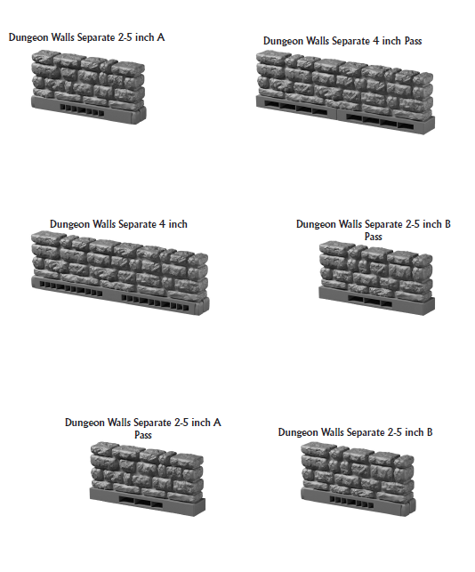 Lost Dungeon Separate Walls - 28 mm / 1" - DragonLock - DND - Pathfinder - RPG - Dungeon & Dragons - Terrain - Fat Dragon Games