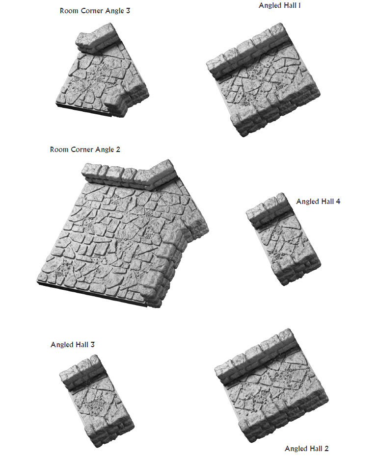 Dungeon Angled Halls - 28 mm / 1" - DragonLock - DND - Pathfinder - RPG - Dungeon & Dragons - Terrain - Fat Dragon Games