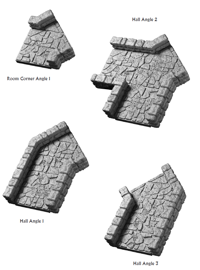 Dungeon Angled Halls - 28 mm / 1" - DragonLock - DND - Pathfinder - RPG - Dungeon & Dragons - Terrain - Fat Dragon Games