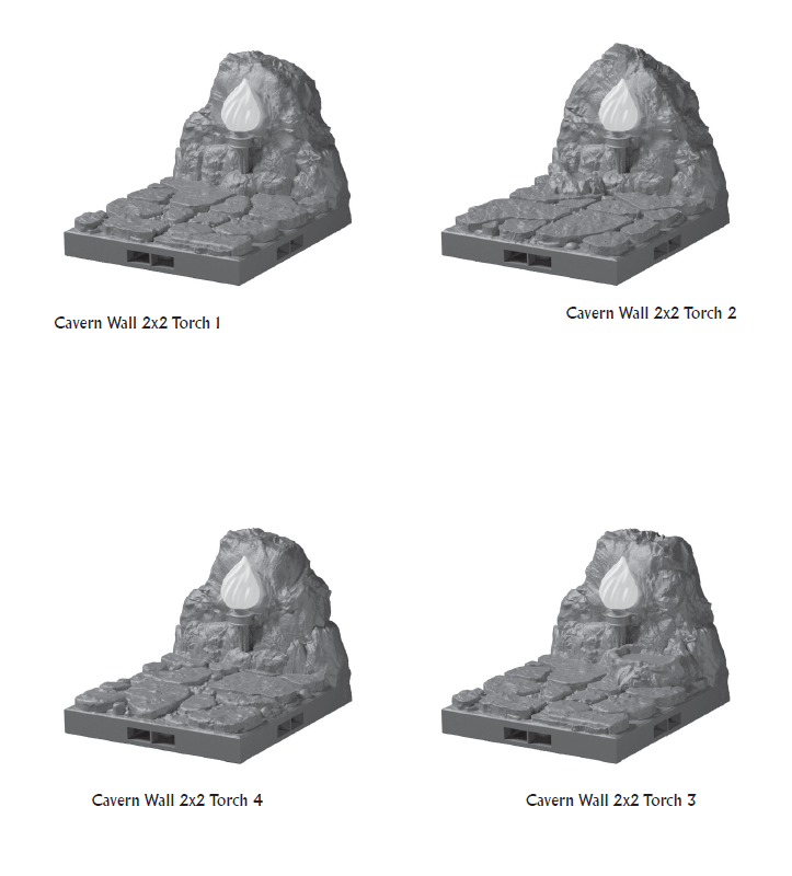 DT led Torch Walls - 28 mm / 1" - DragonLock - DND - Pathfinder - RPG - Dungeon & Dragons - Terrain - Fat Dragon Games