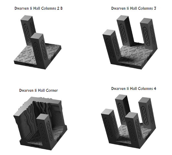 Dwarven 1in Halls - 28 mm / 1" - DragonLock - DND - Pathfinder - RPG - Dungeon & Dragons - Terrain - Fat Dragon Games