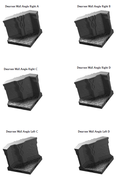 Dwarven Angled Walls - 28 mm / 1" - DragonLock - DND - Pathfinder - RPG - Dungeon & Dragons - Terrain - Fat Dragon Games