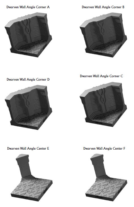 Dwarven Angled Walls - 28 mm / 1" - DragonLock - DND - Pathfinder - RPG - Dungeon & Dragons - Terrain - Fat Dragon Games