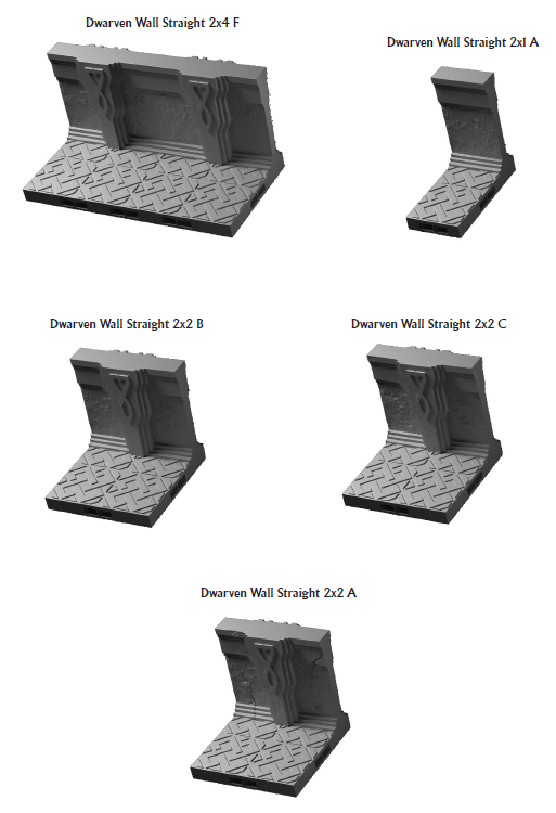 Dwarven Walls Straight - 28 mm / 1" - DragonLock - DND - Pathfinder - RPG - Dungeon & Dragons - Terrain - Fat Dragon Games