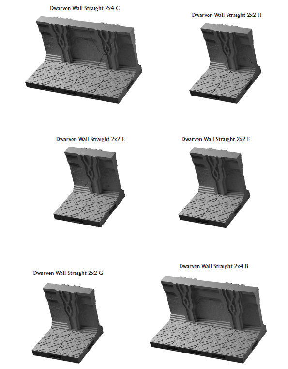 Dwarven Walls Straight - 28 mm / 1" - DragonLock - DND - Pathfinder - RPG - Dungeon & Dragons - Terrain - Fat Dragon Games