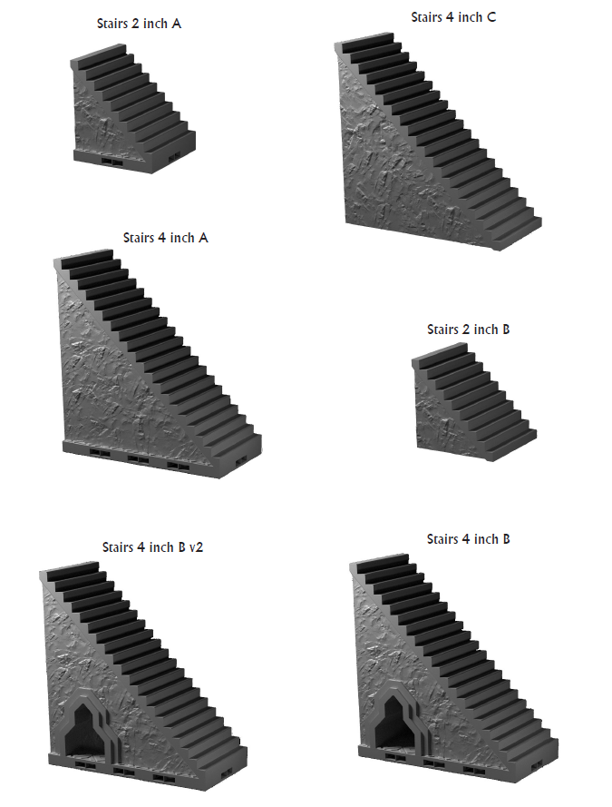 Dwarven Stairs - 28 mm / 1" - DragonLock - DND - Pathfinder - RPG - Dungeon & Dragons - Terrain - Fat Dragon Games