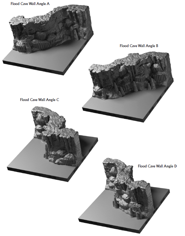 Flood Cave Inside and Outside Corners - 28 mm / 1" - DragonLock - DND - Pathfinder - RPG - Dungeon & Dragons - Terrain - Fat Dragon Games