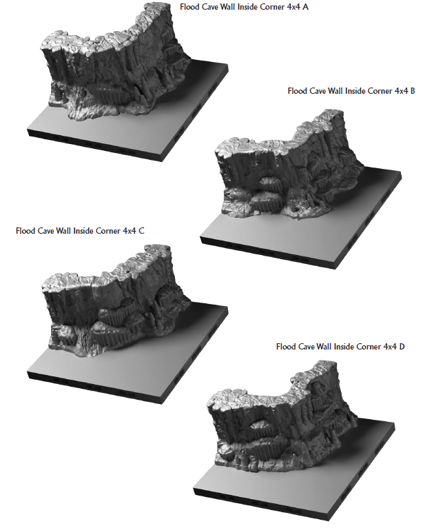 Flood Cave Inside and Outside Corners - 28 mm / 1" - DragonLock - DND - Pathfinder - RPG - Dungeon & Dragons - Terrain - Fat Dragon Games