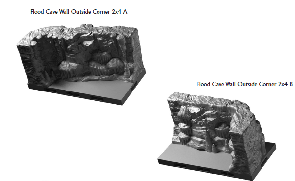 Flood Cave Inside and Outside Corners - 28 mm / 1" - DragonLock - DND - Pathfinder - RPG - Dungeon & Dragons - Terrain - Fat Dragon Games