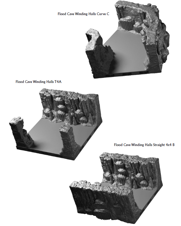 Flood Cave Winding Halls - 28 mm / 1" - DragonLock - DND - Pathfinder - RPG - Dungeon & Dragons - Terrain - Fat Dragon Games