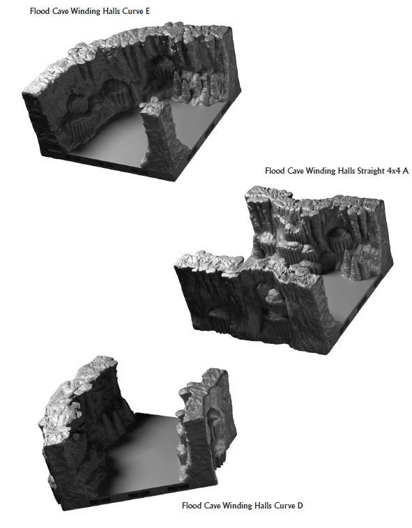 Flood Cave Winding Halls - 28 mm / 1" - DragonLock - DND - Pathfinder - RPG - Dungeon & Dragons - Terrain - Fat Dragon Games