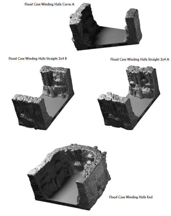 Flood Cave Winding Halls - 28 mm / 1" - DragonLock - DND - Pathfinder - RPG - Dungeon & Dragons - Terrain - Fat Dragon Games