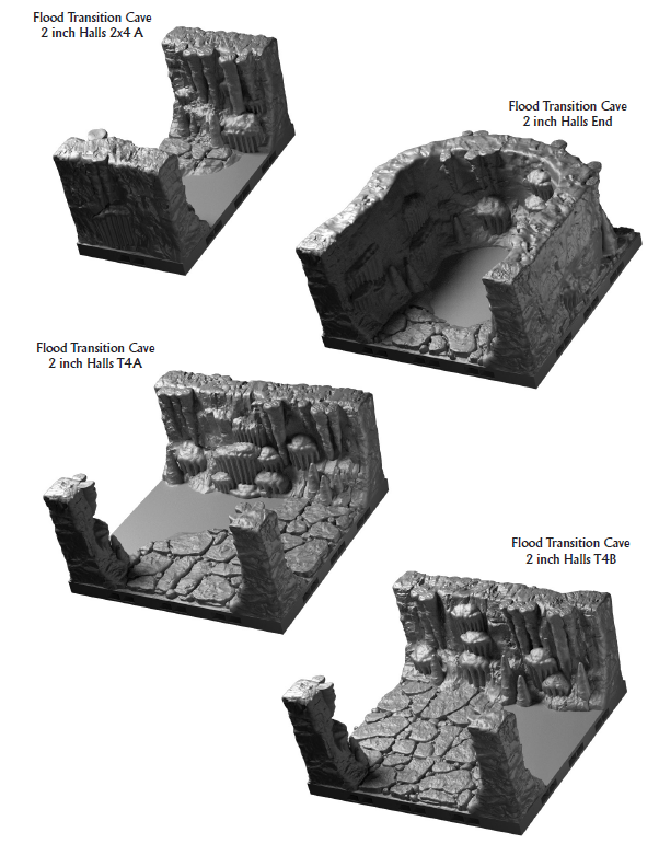 Transitional Flooding Halls 2in - 28 mm / 1" - DragonLock - DND - Pathfinder - RPG - Dungeon & Dragons - Terrain - Fat Dragon Games