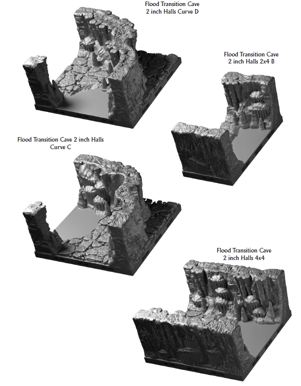 Transitional Flooding Halls 2in - 28 mm / 1" - DragonLock - DND - Pathfinder - RPG - Dungeon & Dragons - Terrain - Fat Dragon Games