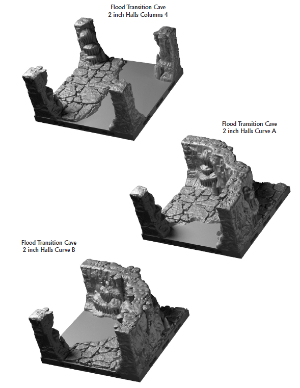 Transitional Flooding Halls 2in - 28 mm / 1" - DragonLock - DND - Pathfinder - RPG - Dungeon & Dragons - Terrain - Fat Dragon Games