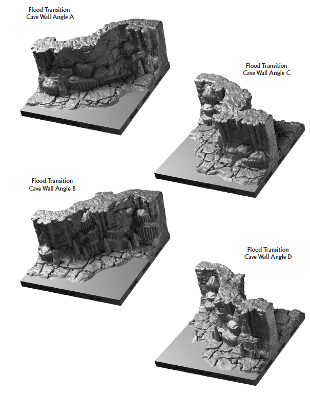 Transitional Flooding Halls Angles - 28 mm / 1" - DragonLock - DND - Pathfinder - RPG - Dungeon & Dragons - Terrain - Fat Dragon Games