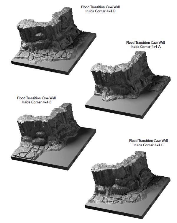 Flooding Cave Walls Inside Corners - 28 mm / 1" - DragonLock - DND - Pathfinder - RPG - Dungeon & Dragons - Terrain - Fat Dragon Games