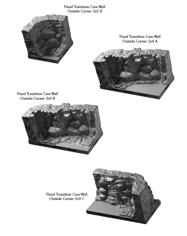 Flooding Cave Walls Outside Corners - 28 mm / 1" - DragonLock - DND - Pathfinder - RPG - Dungeon & Dragons - Terrain - Fat Dragon Games