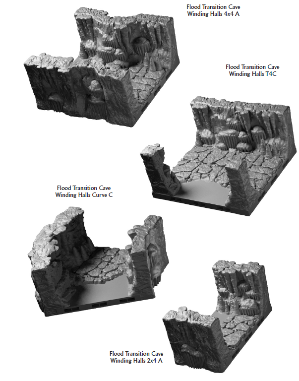 Flooding Cave Winding Halls - 28 mm / 1" - DragonLock - DND - Pathfinder - RPG - Dungeon & Dragons - Terrain - Fat Dragon Games