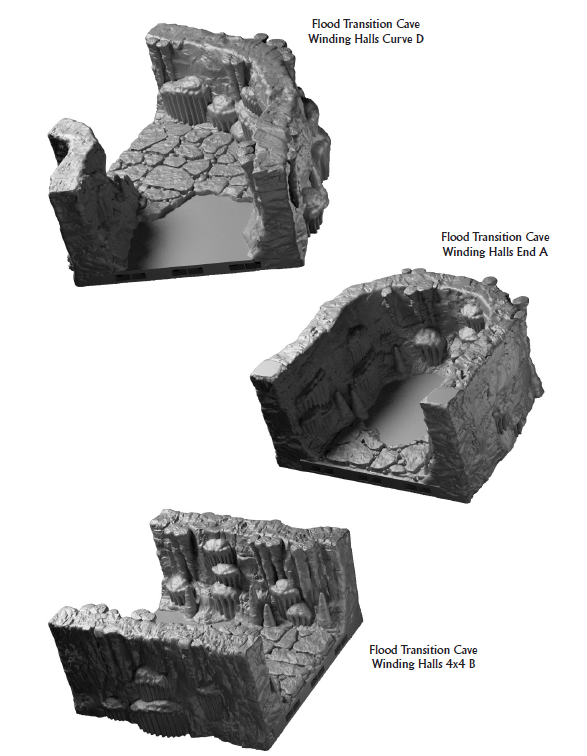 Flooding Cave Winding Halls - 28 mm / 1" - DragonLock - DND - Pathfinder - RPG - Dungeon & Dragons - Terrain - Fat Dragon Games