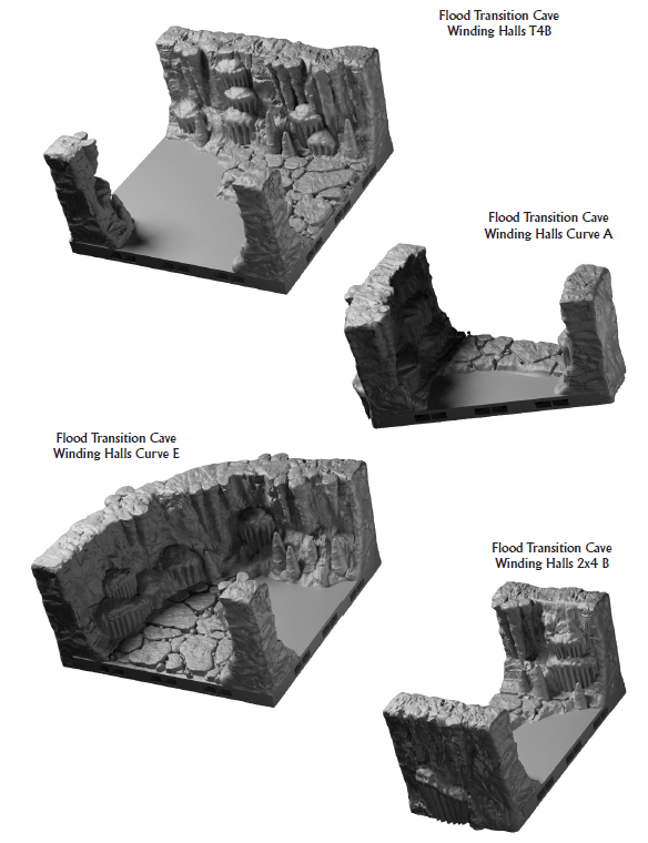 Flooding Cave Winding Halls - 28 mm / 1" - DragonLock - DND - Pathfinder - RPG - Dungeon & Dragons - Terrain - Fat Dragon Games