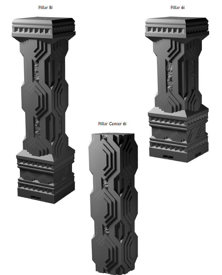 Dwarven Pillars - 28 mm / 1" - DragonLock - DND - Pathfinder - RPG - Dungeon & Dragons - Terrain - Fat Dragon Games