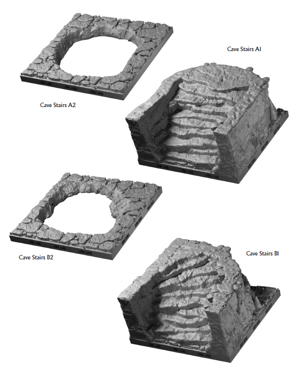 Cave Stairs - 28 mm / 1" - DragonLock - DND - Pathfinder - RPG - Dungeon & Dragons - Terrain - Fat Dragon Games