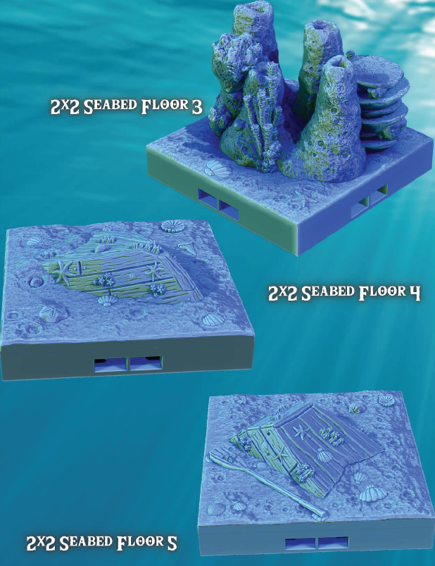 Seabed Coral Floors 2x2  - Pathfinder - Dungeons & Dragons - RPG - Tabletop-Terrain - 28 mm / 1"- Aether Studios