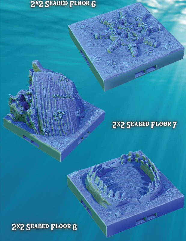 Seabed Coral Floors 2x2  - Pathfinder - Dungeons & Dragons - RPG - Tabletop-Terrain - 28 mm / 1"- Aether Studios