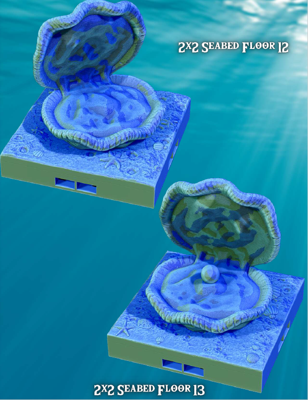 Seabed Coral Floors 2x2  - Pathfinder - Dungeons & Dragons - RPG - Tabletop-Terrain - 28 mm / 1"- Aether Studios