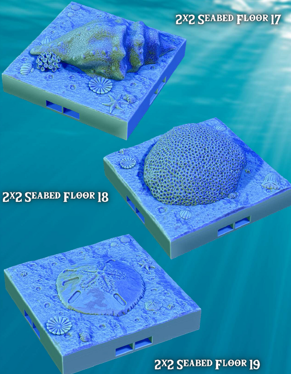 Seabed Coral Floors 2x2 Cont. - Pathfinder - Dungeons & Dragons - RPG - Tabletop-Terrain - 28 mm / 1"- Aether Studios