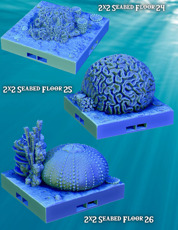 Seabed Coral Floors 2x2 Cont. - Pathfinder - Dungeons & Dragons - RPG - Tabletop-Terrain - 28 mm / 1"- Aether Studios