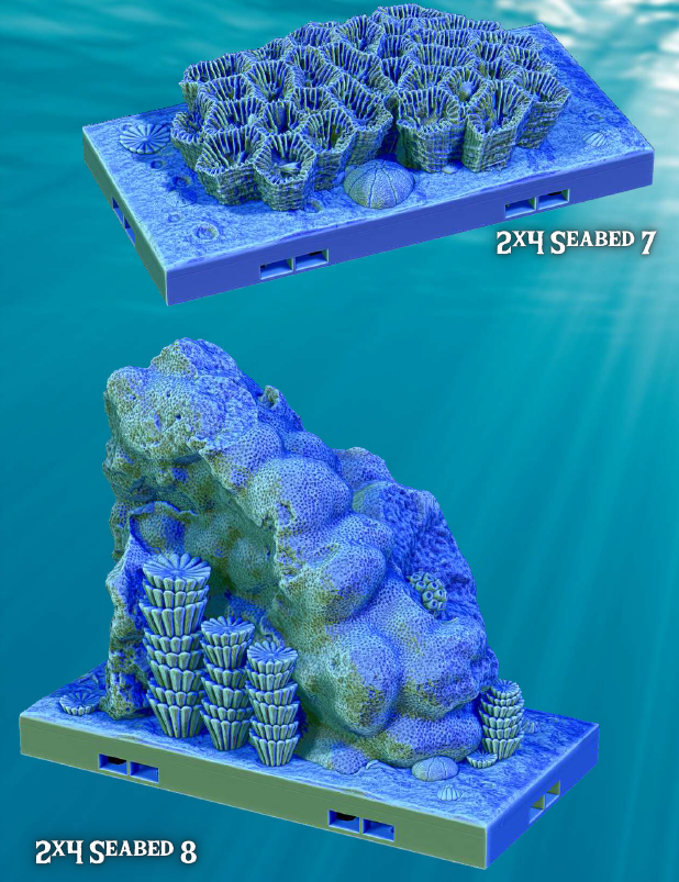 Seabed Coral Floors 2x4 - Pathfinder - Dungeons & Dragons - RPG - Tabletop-Terrain - 28 mm / 1"- Aether Studios