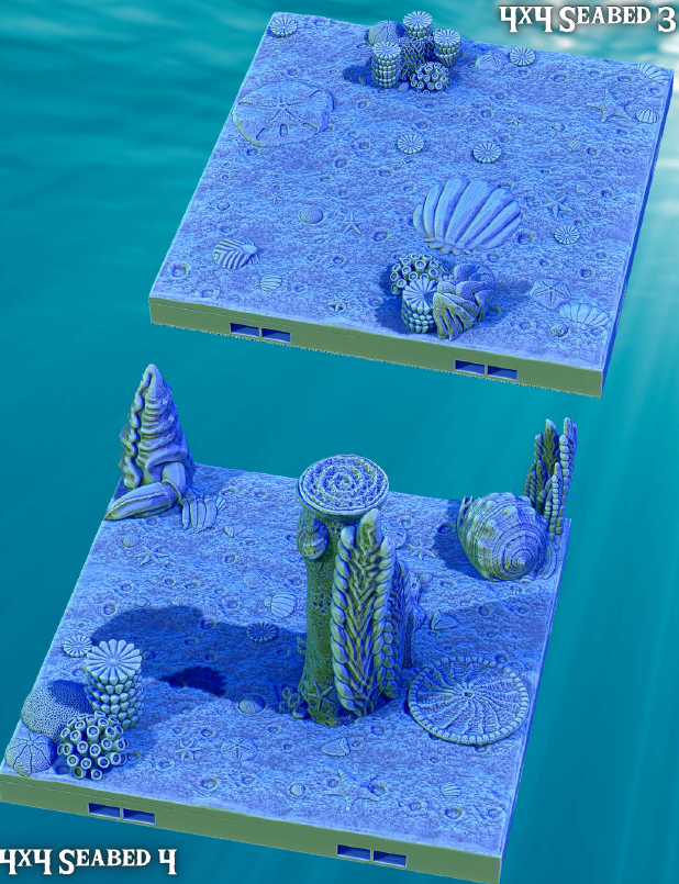 Seabed Coral Floors 4x4 - Pathfinder - Dungeons & Dragons - RPG - Tabletop-Terrain - 28 mm / 1"- Aether Studios