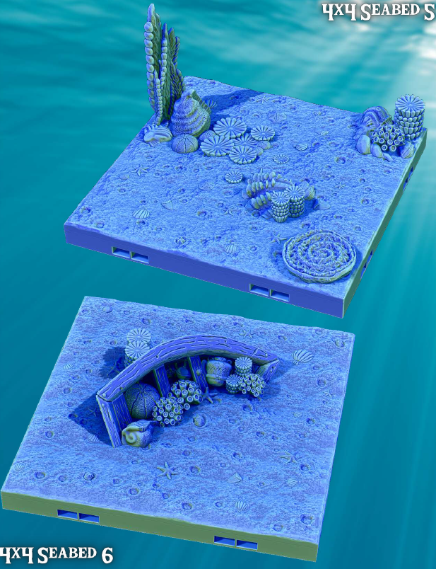 Seabed Coral Floors 4x4 - Pathfinder - Dungeons & Dragons - RPG - Tabletop-Terrain - 28 mm / 1"- Aether Studios