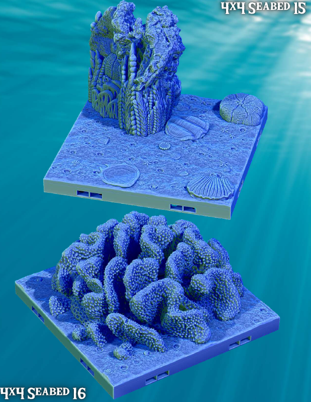 Seabed Coral Floors 4x4 Cont. - Pathfinder - Dungeons & Dragons - RPG - Tabletop-Terrain - 28 mm / 1"- Aether Studios