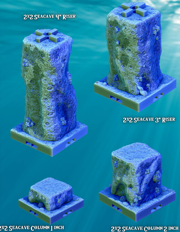 Sea Caves Columns and Risers - Pathfinder - Dungeons & Dragons - RPG - Tabletop-Terrain - 28 mm / 1"- Aether Studios