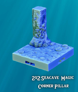 Seacave Corner Pillars and Walls 2x2 - Pathfinder - Dungeons & Dragons - RPG - Tabletop-Terrain - 28 mm / 1"- Aether Studios