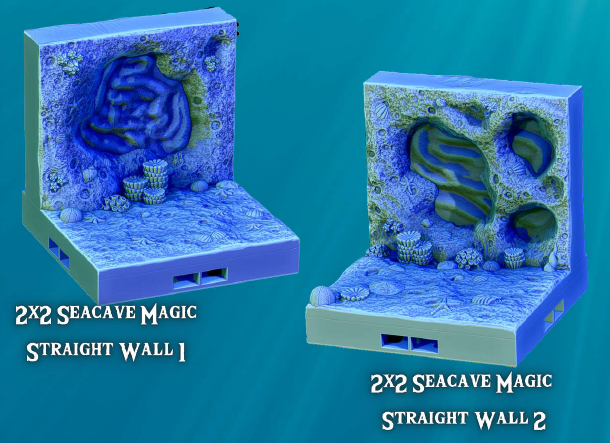 Seacave Corner Pillars and Walls 2x2 - Pathfinder - Dungeons & Dragons - RPG - Tabletop-Terrain - 28 mm / 1"- Aether Studios