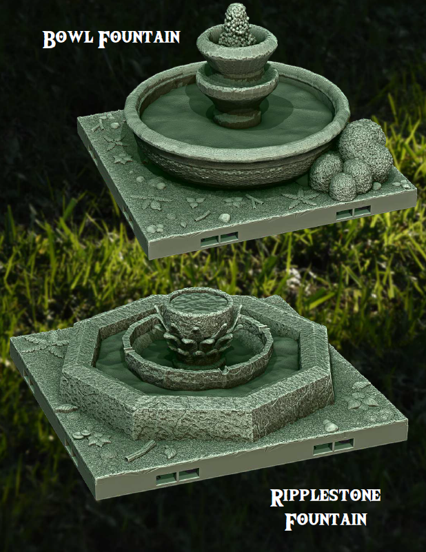 Peaceful Fountains - Pathfinder - Dungeons & Dragons - RPG - Tabletop-Terrain - 28 mm / 1"- Aether Studios