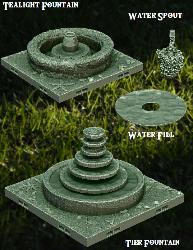 Peaceful Fountains - Pathfinder - Dungeons & Dragons - RPG - Tabletop-Terrain - 28 mm / 1"- Aether Studios