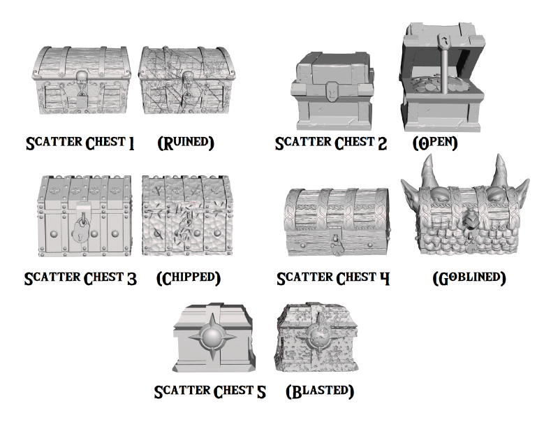 Great Chests - Pathfinder - Dungeons & Dragons - RPG - Tabletop-Terrain - 28 mm / 1"- Aether Studios