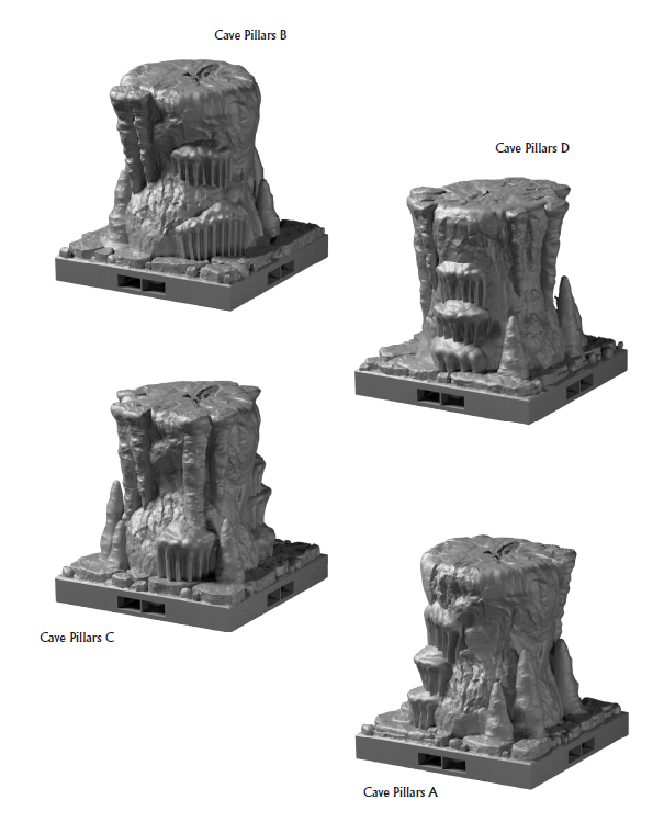 Cave Pillars - 28 mm / 1" - DragonLock - DND - Pathfinder - RPG - Terrain - Dungeon & Dragons - Fat Dragon Games