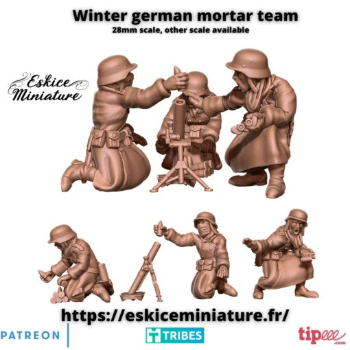 Winter German Mortar Team – 28mm - German Army - 28mm -  Eskice Miniature
