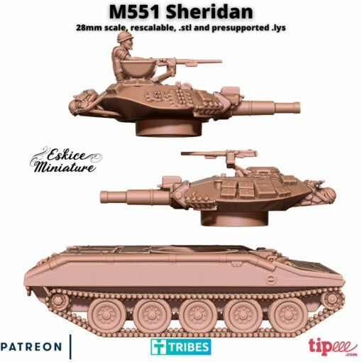 M551 Sheridan Tank - United States Army - 28mm - Eskice Miniature