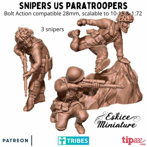 Snipers US Paratroopers - United States Army - 28mm -  Eskice Miniature