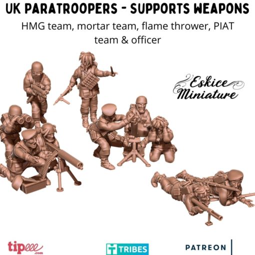 UK Paratrooper Light Support Weapons Pack - Royal Army - 28mm -  Eskice Miniature
